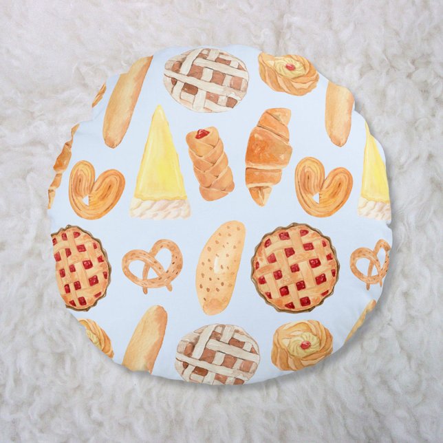 Patisserie Französisches Bäckerei Konditorei Brot  Rundes Kissen (In situ)