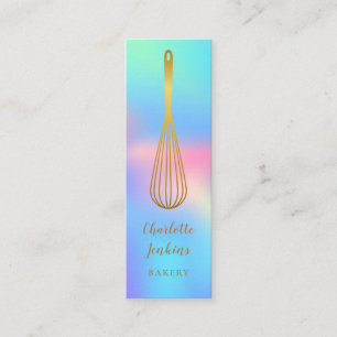 Patisserie Koch Rainbow Holographic Gold Whisk Mini Visitenkarte