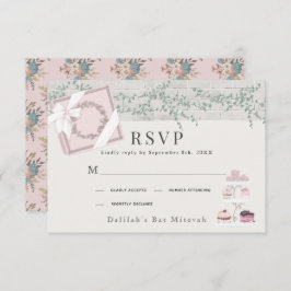 Patisserie Paris Pink Bat Mitzvah RSVP Karte