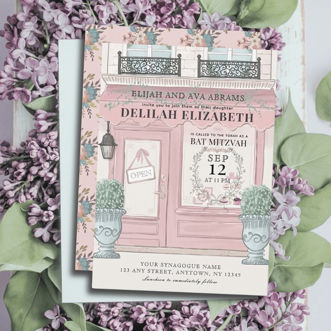 Patisserie Paris QR Pink Bat Mitzvah Einladung (Von Creator hochgeladen)