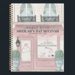 Patisserie Pk Bat Mitzvah Gästebuch Notizbuch<br><div class="desc">Dieses niedliche französische Café/Bäckerei/Patisserie-Thema Bat Mitzvah Gästebuch mit cremefarbenem Hintergrund und französischer Patisserie/Bäckerei/Café-Schaufenster in Rosa. Auf der Rückseite ist ein hellrosa Hintergrund mit Blumenmustern zu sehen. Personalisieren Sie Ihre Bedürfnisse. Mehr passende Produkte finden Sie in meinem Geschäft.</div>