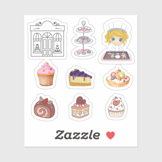 Patisserie Stickers Aufkleber (Blatt)