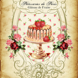 Pâtisseries de Paris Gâteau de Fraise Decoupage Seidenpapier