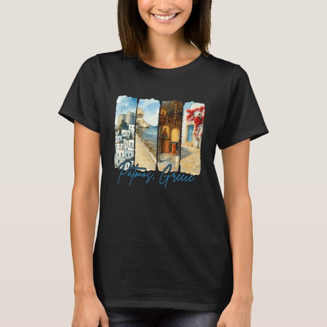 Patmos Greece Traveling Trip Brushstroke Souvenir  T-Shirt (Vorderseite)