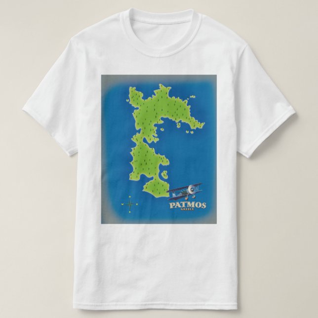 Patmos Griechenland-Inselkarte T-Shirt (Design vorne)
