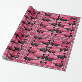 Patos Negros en un tejido rosa Geschenkpapier