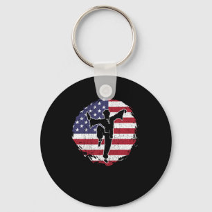Patreotic Karate Kung Fu Fighter USA Flag Geschenk Schlüsselanhänger