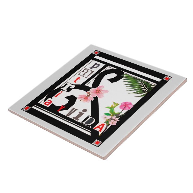 Patria y Vida Black Frame Rosa Blume Fliese (Seite)