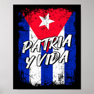 Patria Y Vida Viva Cuba Libre kubanische Flagge Poster