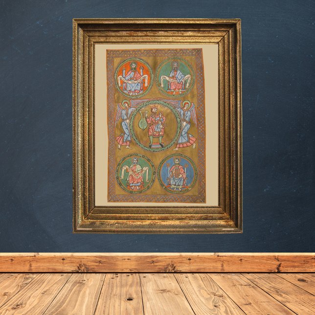 Patriarchat Abraham Isaac Jacob Mittelalterliches  Poster (Patriarchs Abraham Isaac Jacob  - Catholic Christian Medieval Manuscript Poster)