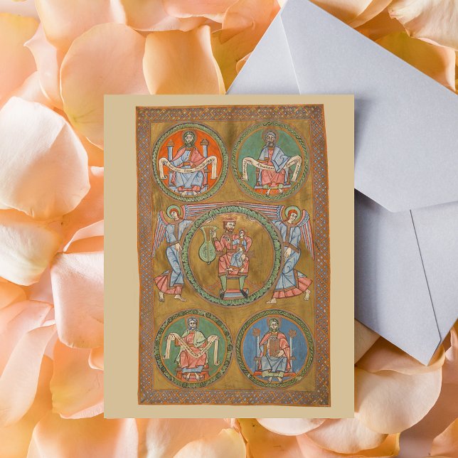 Patriarchat Abraham Isaac Jacob Mittelalterliches  Postkarte (Patriarchs Abraham Isaac Jacob Medieval Manuscript Crhistian Old Testament Postcard)