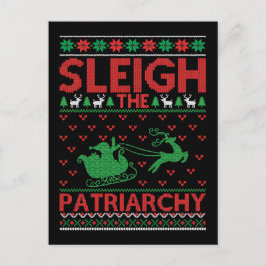 Patriarchat auf den Schlitten Feministisches Weihn Postkarte