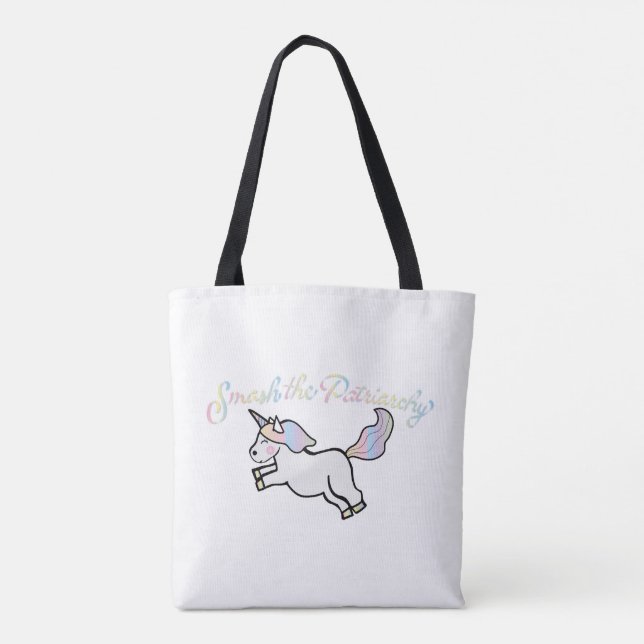 Patriarchy-überwältigende Regenbogenunicorn-Tasche (Rückseite)
