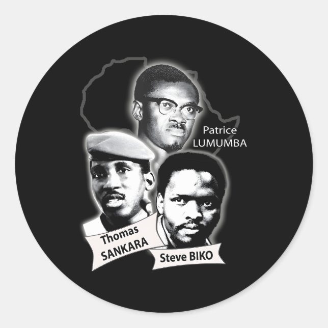Patrice Lumumba Thomas Sankara Steve Biko Runder Aufkleber (Vorderseite)
