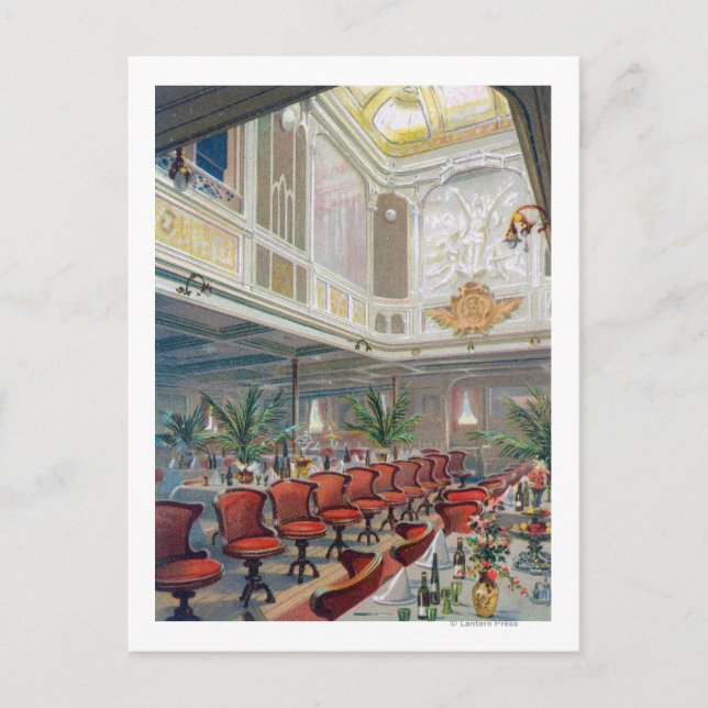 Patricia Dining Hall, Hamburg-America Line Postkarte (Vorderseite)