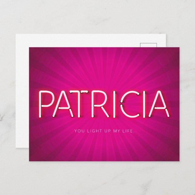Patricia Name in leuchtenden Neonleuchten Postkarte (Vorne/Hinten)