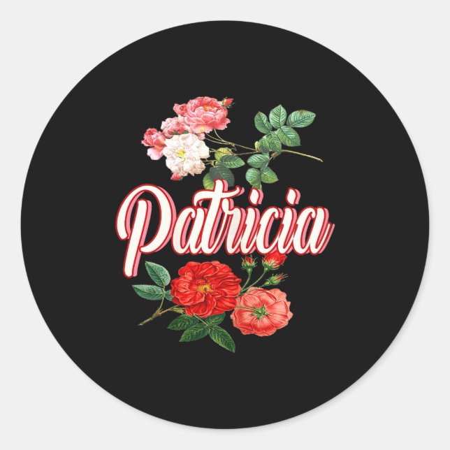 Patricia Name With Flowers  Runder Aufkleber (Vorderseite)