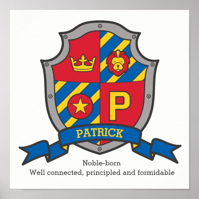 Patrick Boys Name bedeutet heraldry Schild Letter  (Vorne)