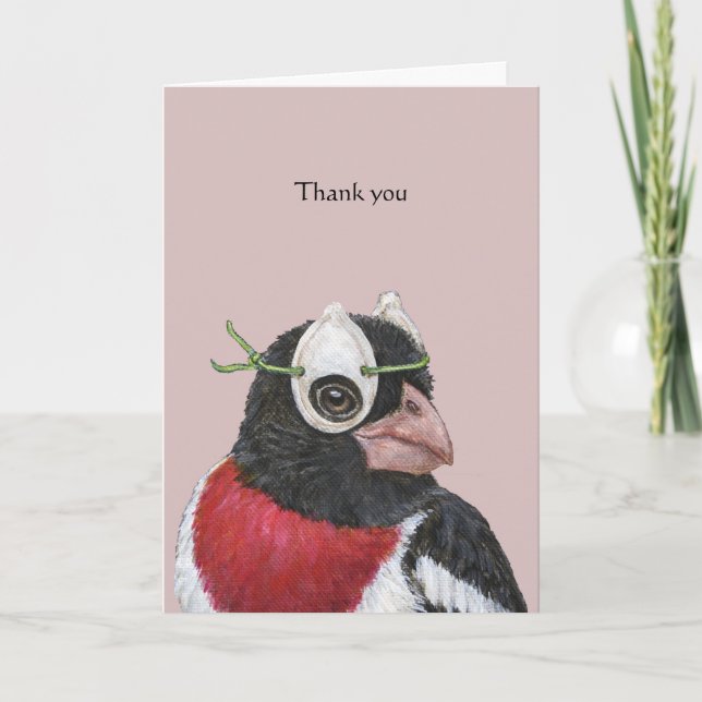 Patrick der Rose gezüchtet Grosbeak Dankeschön Kar Dankeskarte (Vorderseite)
