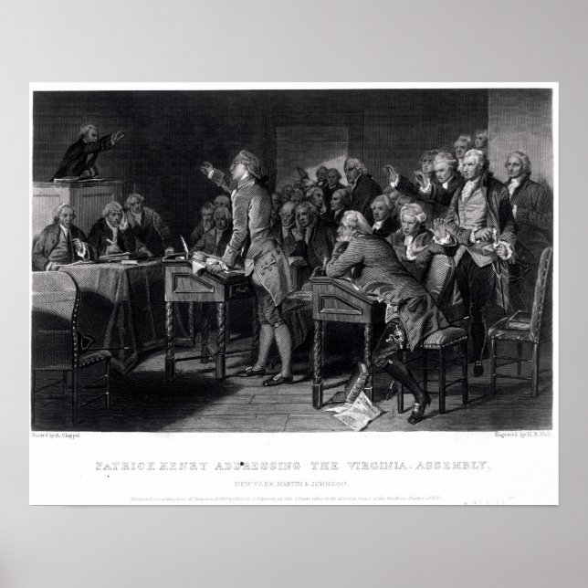 Patrick Henry vor der Virginia-Versammlung Poster (Vorne)