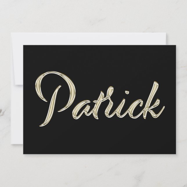 Patrick Name white gold Handwriting Karte (Vorderseite)