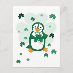 Patrick Penguin St. Patrick's Day Postcard Postkarte