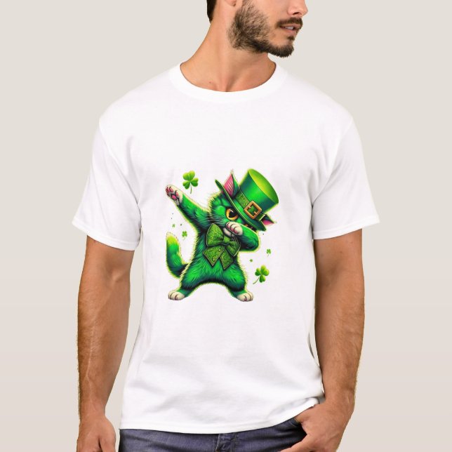 Patrick s Day Dabbing Cat T-Shirt (Vorderseite)