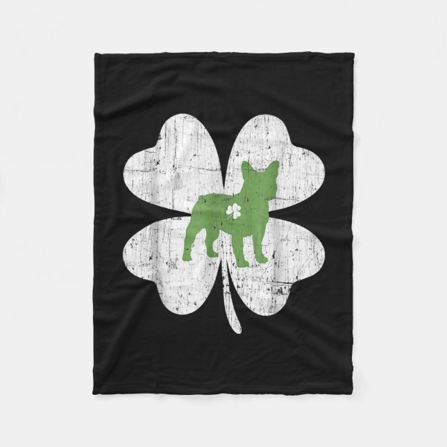 Patricks Day Boston Terrier Dog Lover Shamrock Fleecedecke (Vorderseite)