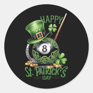 Patrick's Day Costume Billiards Hut aus vierblättr Runder Aufkleber