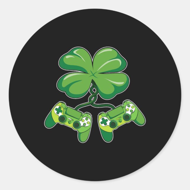 Patrick's Day Gamer Funny Video Game Controller Sh Runder Aufkleber (Vorderseite)