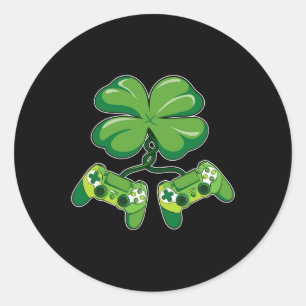 Patrick's Day Gamer Funny Video Game Controller Sh Runder Aufkleber