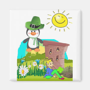 Patrick's Day Pinguin Leprechaun Magnet