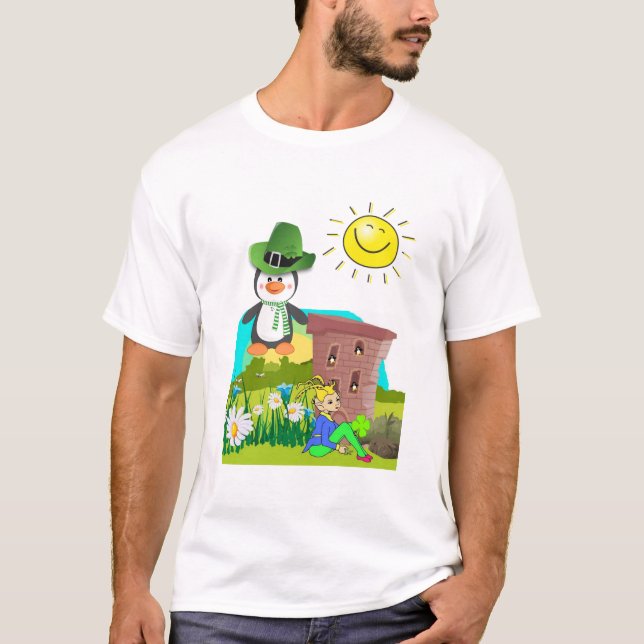 Patrick's Day Pinguin Leprechaun T-Shirt (Vorderseite)