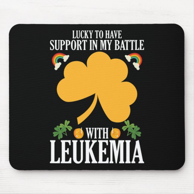 Patricks Day Vierblättriges Kleeblatt Leukemia Awa Mousepad (Vorne)