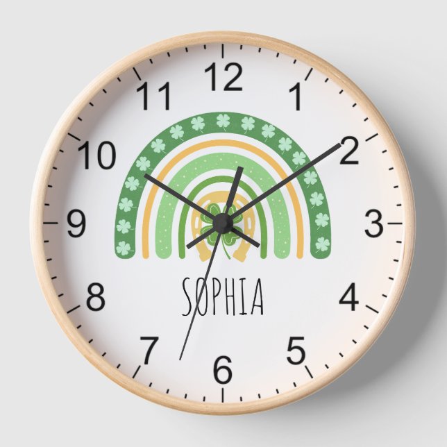 Patrick's Rainbow und Name Clock Patrick's Girls Uhr (Vorderseite)