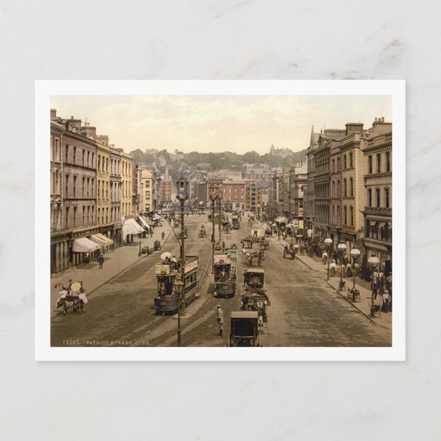 Patrick's Street, Cork City, Irland, 19. Jahrhunde Postkarte (Vorderseite)