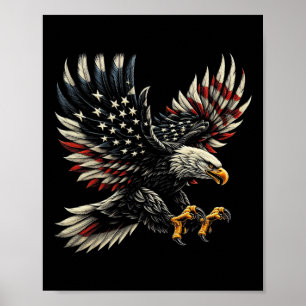 Patrioamerikaner mit Adler und US-Flagge Poster