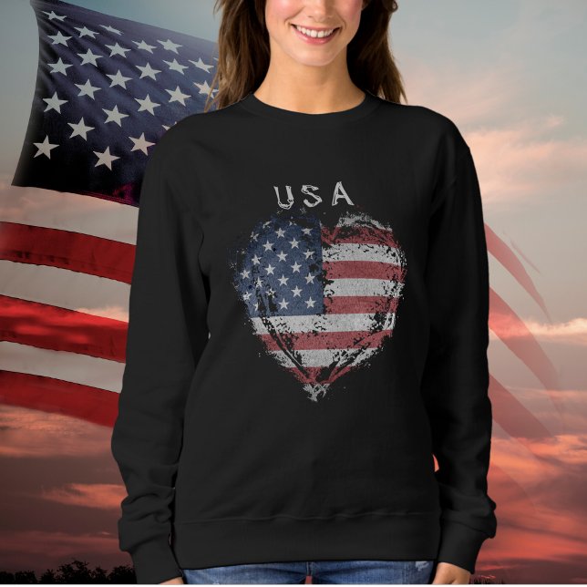Patriot American Flag USA Sweatshirt (Patriot American Flag USA Ladies Sweatshirt)