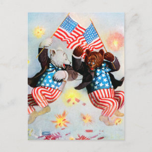 Patriot-Bär feiern den amerikanischen Postkarte