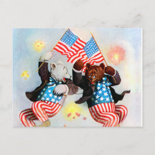 Patriot Bear feiert den Unabhängigkeitstag Postkarte