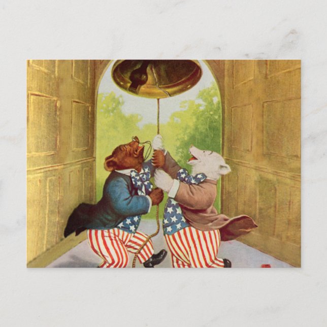 Patriot Bears Ring the Liberty Bell Postkarte (Vorderseite)