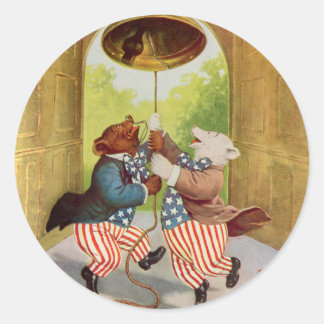 Patriot Bears Ring the Liberty Bell Runder Aufkleber