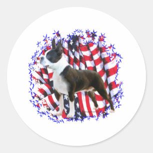 Patriot Bostons Terrier Runder Aufkleber