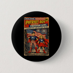 Patriot Boy mit Dom Girl 4. Juli 2026 Retro Button