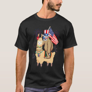 Patriot Faultier reitet Lama Amerikanische Flagge T-Shirt