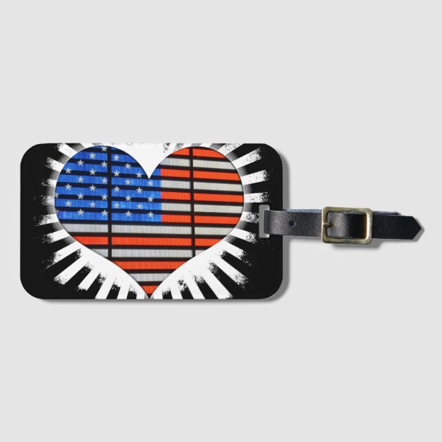 Patriot Heart American Flag Gepäckmarke Gepäckanhänger (Vorderseite (Horizontal))
