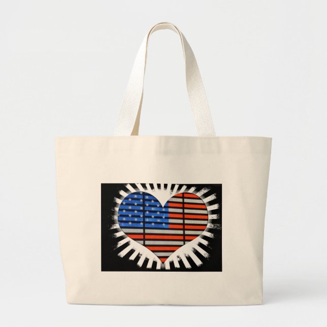 Patriot Heart American Flag Jumbo Stoffbeutel (Vorne)