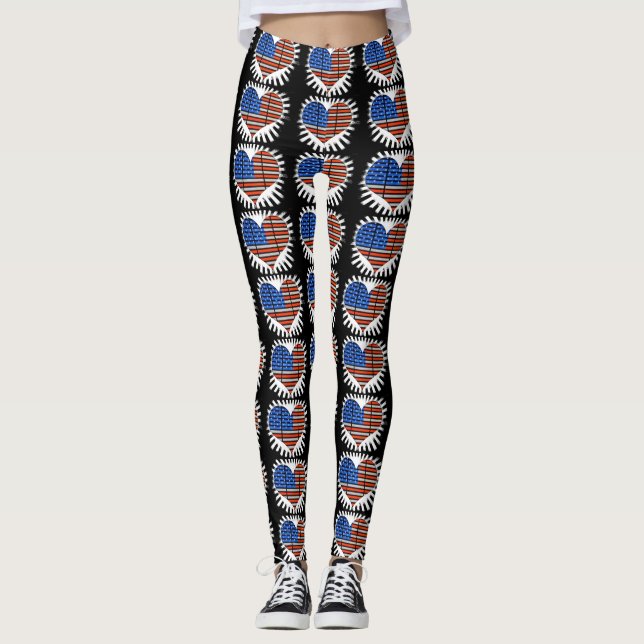 Patriot Heart American Flag Leggings (Vorderseite)