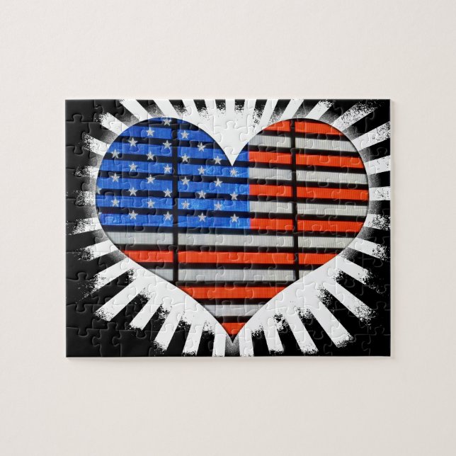 Patriot Heart American Flag Puzzle (Horizontal)