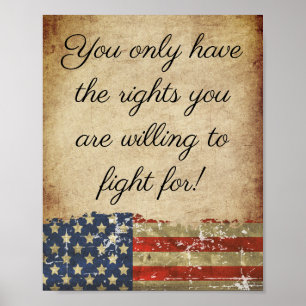 Patriot im Vintage-Stil Amerikanische Flagge Freih Poster